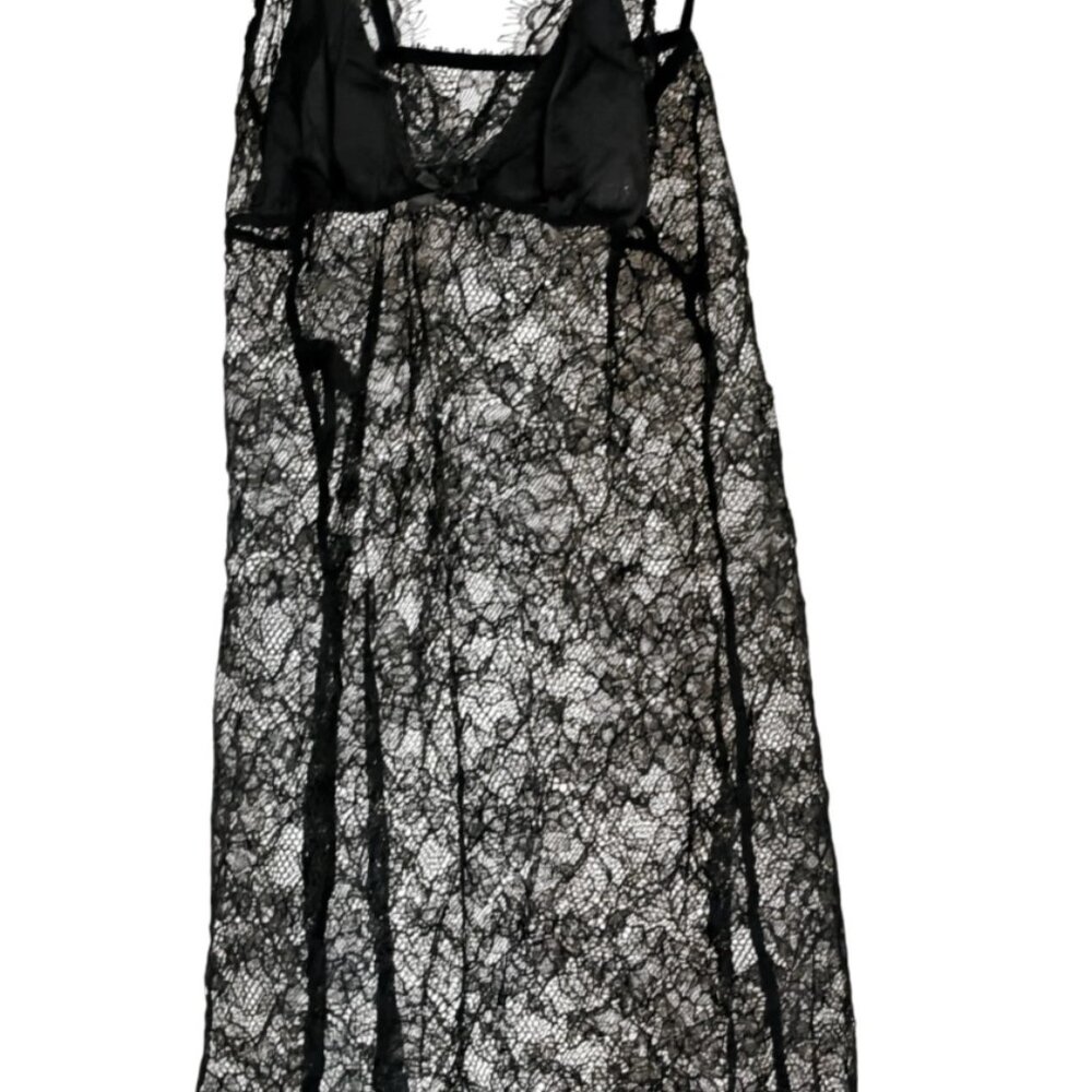 Sony Rykiel Women's Lingerie Babydoll Sleepwear Black Lace Dress Nightwear